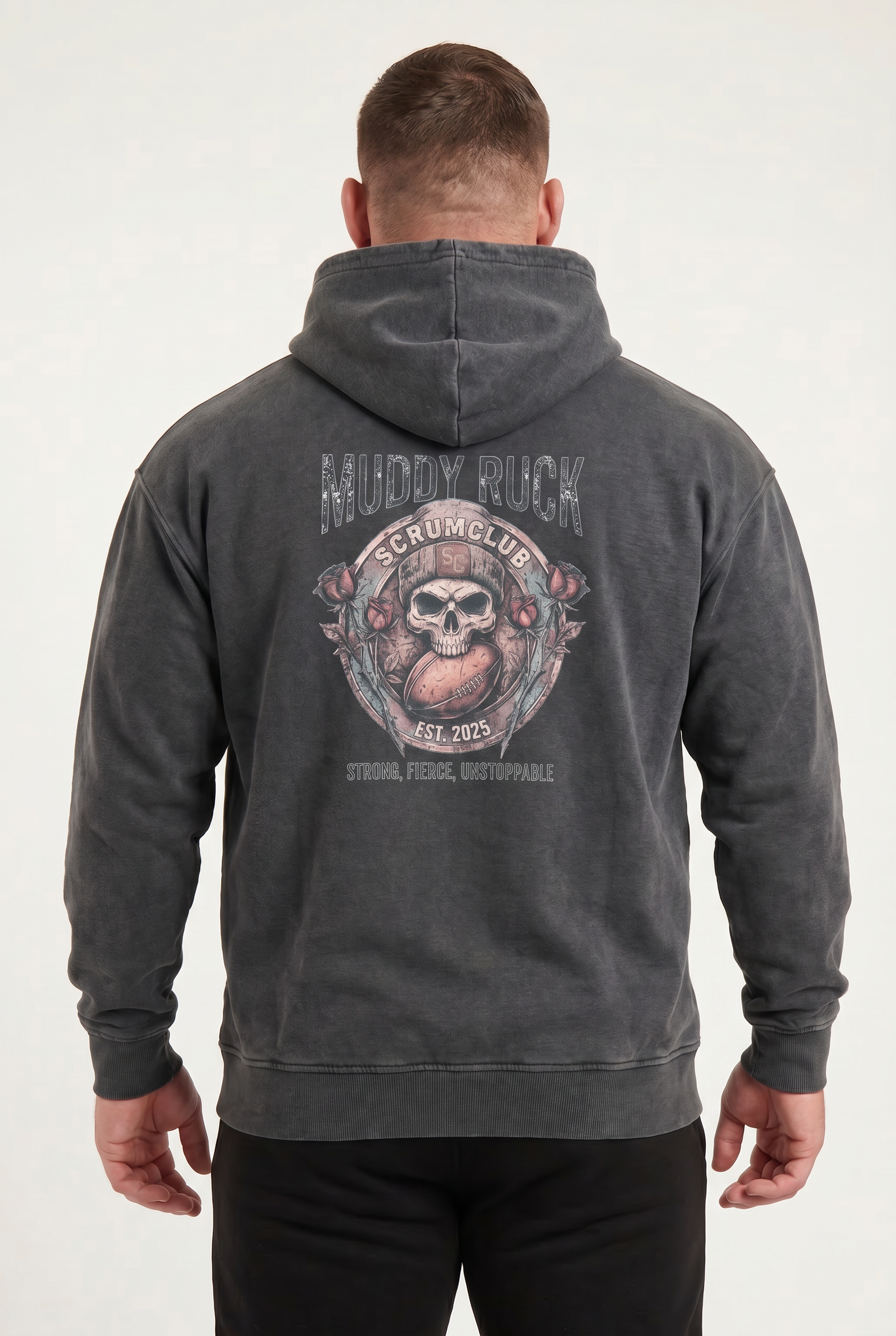Mucky Ruck Hoodie, Washed Black, ScrumClub
