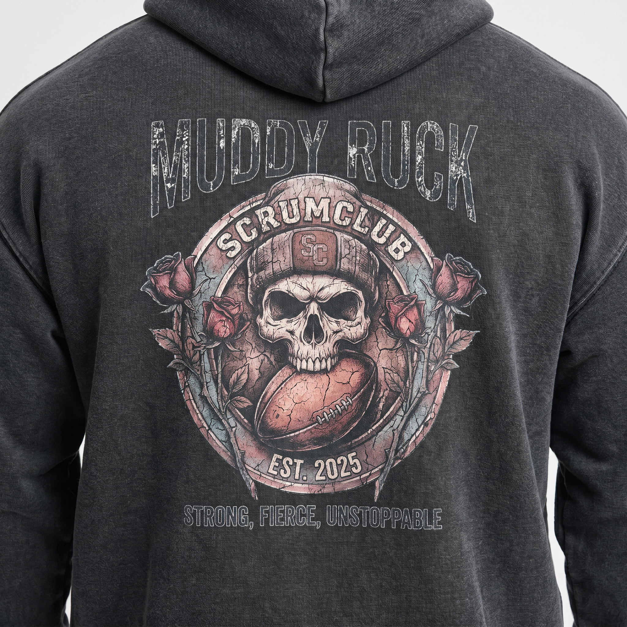Mucky Ruck Hoodie, Washed Black, ScrumClub