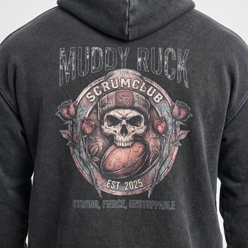 Mucky Ruck Hoodie, Washed Black, ScrumClub