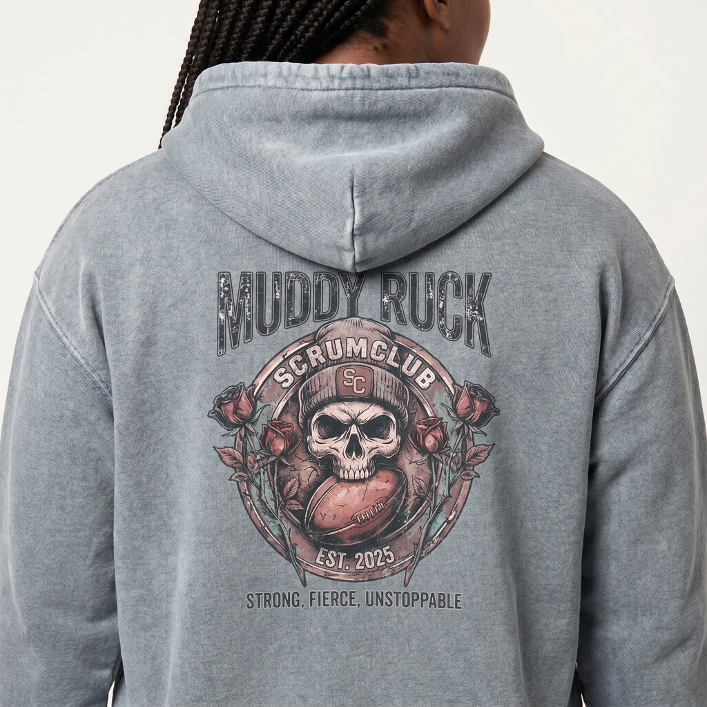 Mucky Ruck Hoodie, Washed Grey, ScrumClub