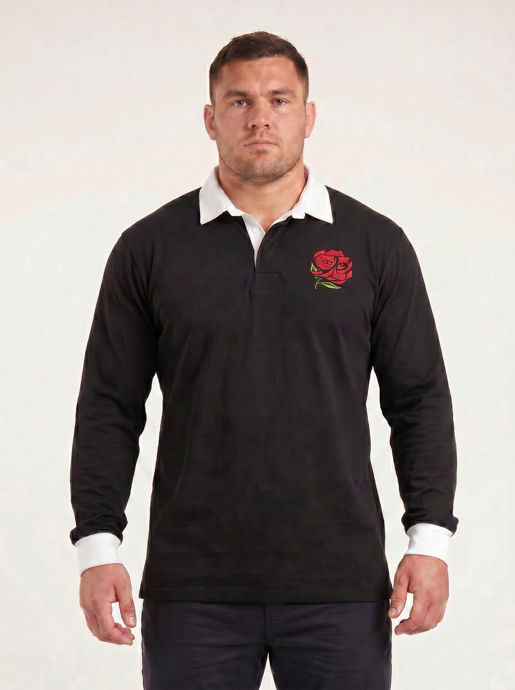 Heritage Rose Rugby Shirt, Navy, ScrumClub