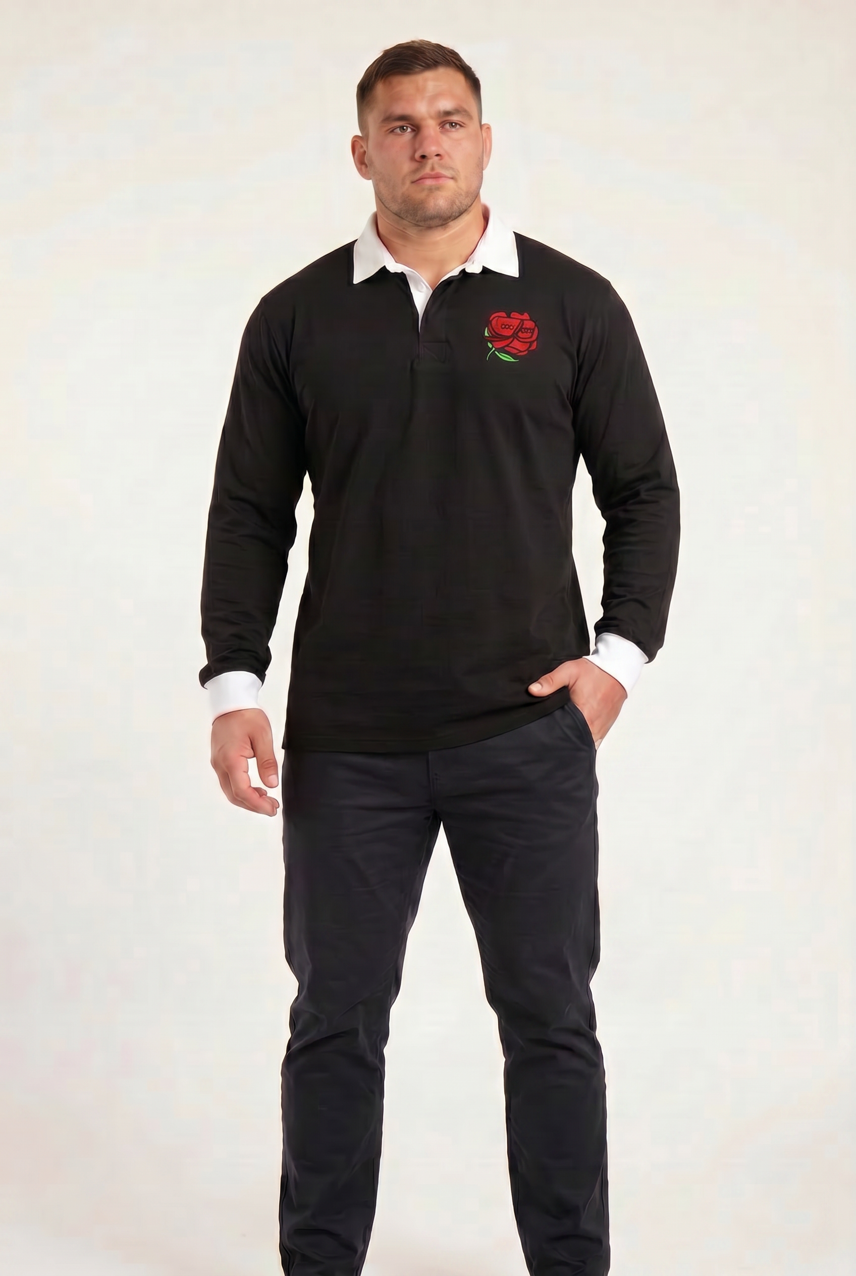 Heritage Rose Rugby Shirt, Navy, ScrumClub