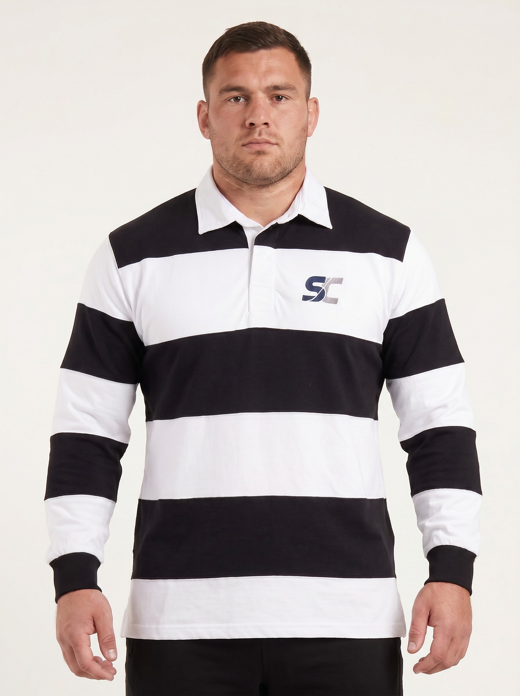 SC Long-Sleeve Rugby Top, Blue and White Stripe, ScrumClub