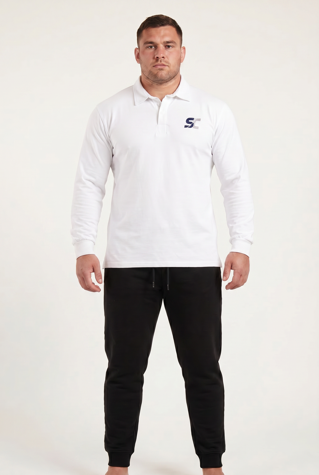 SC Long-Sleeve Rugby Top, White, ScrumClub