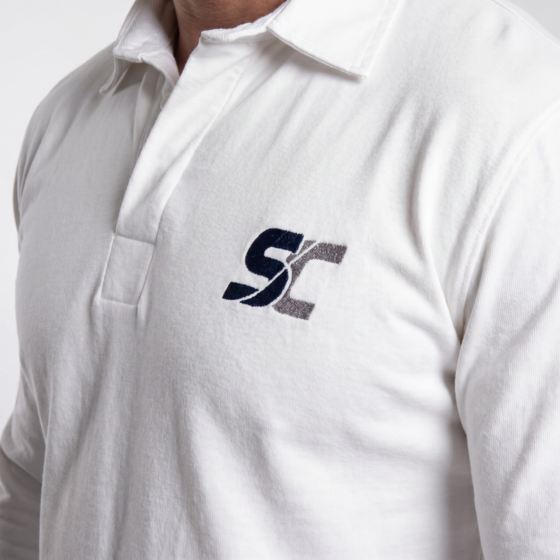 SC Long-Sleeve Rugby Top, White, ScrumClub