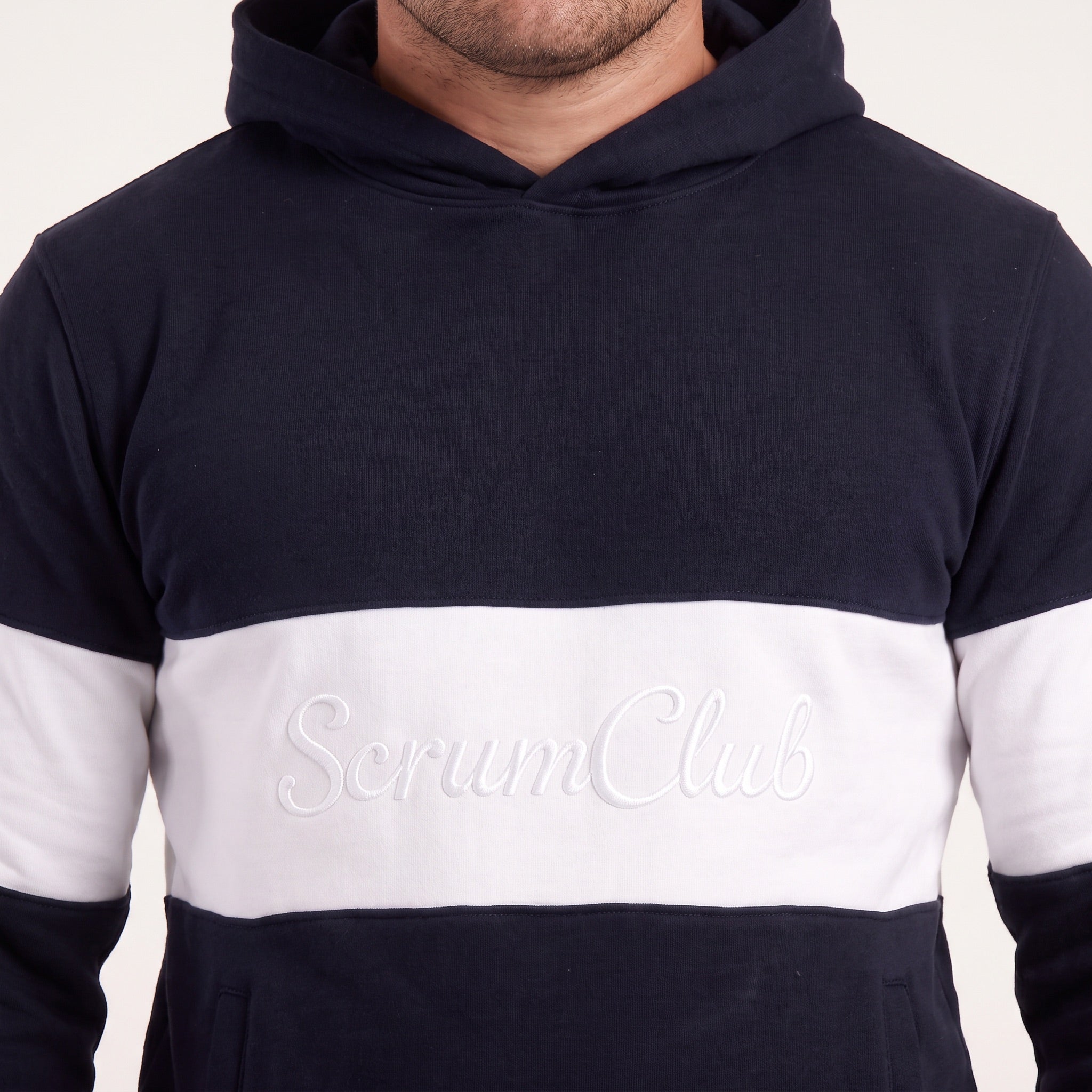 SC Tracksuit Hoodie grey and navy - chest detail