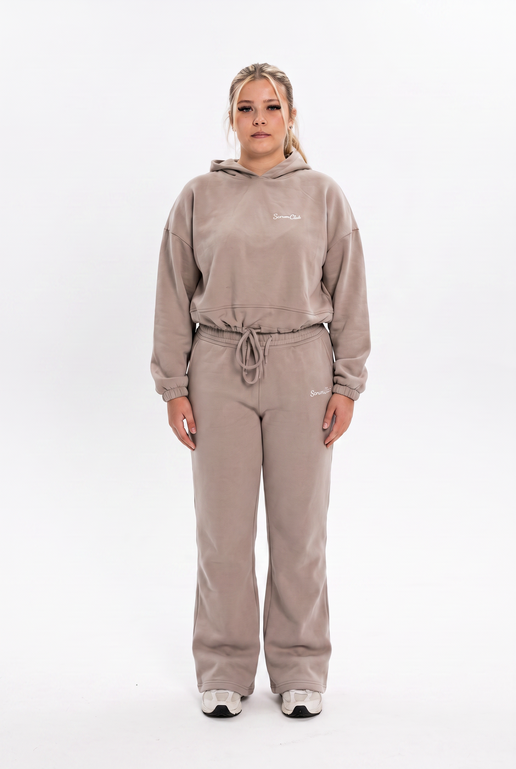 Wide-Leg Joggers stone - front